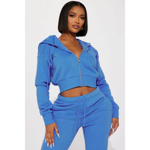 Chándal con cremallera para mujer de talla grande a la moda para mujer, Sudadera con capucha y cremallera gruesa de lana de invierno, conjuntos de chándal de dos piezas con cremallera de gran tamaño - Product Image 5