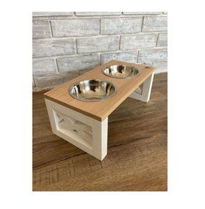 Bols en bois surélevés écologiques pour animaux de compagnie avec double mangeoire pour nourriture et eau pour chien et chat - Product Image 3