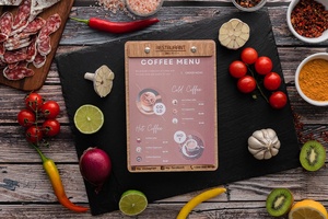 ปกหนังทำจากไม้คุณภาพสูงสมุดพับเก็บเมนูขนาด9x12นิ้วดีไซน์ทันสมัยอุปกรณ์ร้านอาหารตามสั่ง - Product Image 4