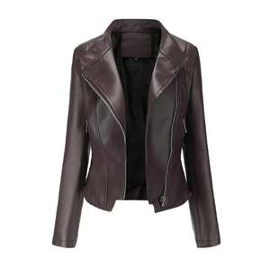 2024, chaqueta de cuero con cuello levantado de invierno para mujer, éxito de ventas único, logotipo OEM, diseño sólido, tela de lona, suministro al por mayor terminado - Product Image 4