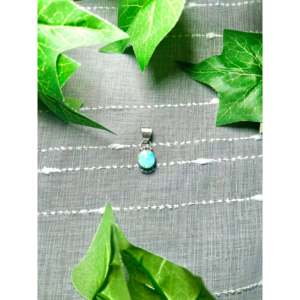 Navajo Handmade Sonoran Mountain Pendant with Opal Turquoise Rose Gold Bezel Setting Platinum <b>Charm</b> Pendant Number Pattern - Product Image 1