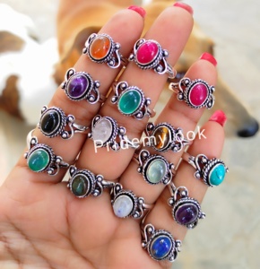 แหวนแฟชั่นขายดีประดับอัญมณีธรรมชาติชุบเงินสเตอริงชุบทองเหลืองกันน้ำสำหรับเป็นของขวัญ010 - Product Image 3