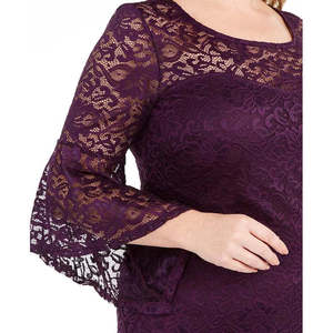 Abito da donna viola XX-Large con maniche a campana in pizzo, trendy, taglie forti, aderente con vita naturale - Collezione Love - Product Image 3