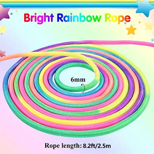 Nhảy dây cầu vồng màu sắc, có thể điều chỉnh nhảy dây với tay cầm bằng gỗ cho bé trai và bé gái tập thể dục ngoài trời - Product Image 3