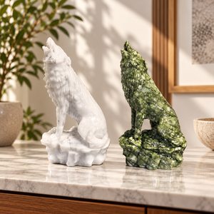 Figurine de loup hurlant en cristal sculpté à <span class=keywords><strong>la</strong></span> main de 25 cm, statue de loup en pierre précieuse polie, sculpture animale pour <span class=keywords><strong>la</strong></span> décoration de <span class=keywords><strong>la</strong></span> maison et les cadeaux - Product Image 3
