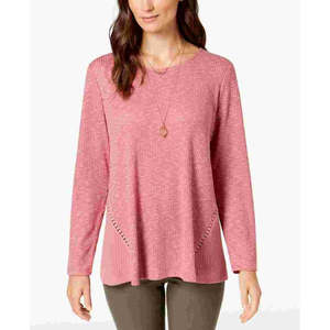 Top rosso da donna in maglia waffle Style & Co, taglia grande - Product Image 1