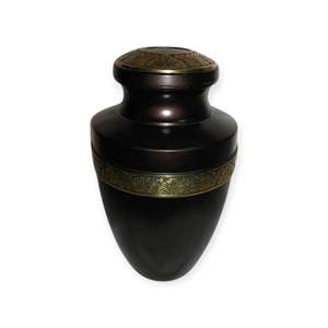 Classic Black Memorial Keepsake <b>Urn</b> with Gold Accent Band for Elegant Ashes Preservation - Product Image 1