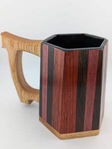 CUSTOM NORDIC <b>VIKING</b> DRINKING WOOD MUG Ceramic Wooden Insulated Cork Bottom Customizable Coffee Mug - Product Image 3
