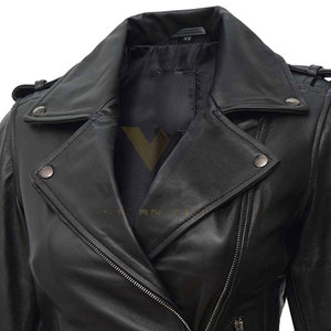 Meilleur prix Veste en cuir pour femmes Veste en cuir teinte unie à vendre Concevez votre propre veste en cuir pour femmes - Product Image 5