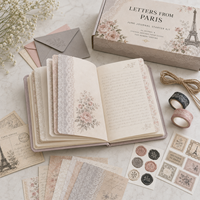 Kit de démarrage LABON pour journal créatif A5 personnalisé « Lettres de Paris », carnet à couverture rigide pour le bureau, l'école, le journalisation, les voyages, les affaires, ou comme cadeau