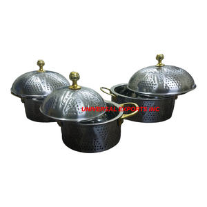 Stainless Steel Antique Finished Metal Hotpot New Arrival Handmade Designer Casserole Classic Stylish Fancy Metal <b>Food</b> <b>Warmer</b> - Product Image 1