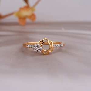 Hecho a mano 14K oro doble flor Moissanite anillo Natural amarillo Moissanite joyería regalo para mujeres - Product Image 6