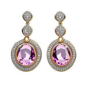 Pendientes colgantes de plata de ley 925 para mujer, joyería de piedras preciosas de amatista chapada en oro a la moda - Product Image 3