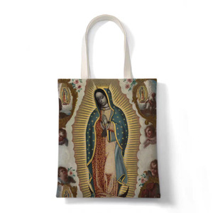 Nouveau sac fourre-tout en toile grande capacité avec impression numérique motif Madonna, sac à bandoulière, doublure en polyester - Product Image 3