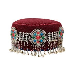 Gorras de Estilo Étnico Afgano para Mujer con Decoración de Joyería Afgana Hecha a Mano, Gorras Bordadas a Mano para Mujer, Ropa Casual para Fiestas para Adultos - Product Image 3