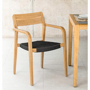 Muebles de Exterior, Silla de Jardín de Madera de Teca Sólida, Silla de Restaurante de Mimbre Negro, la Mejor Calidad - Feb - Product Image 6