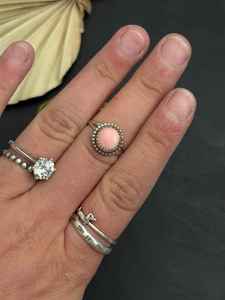Navajo hizo anillo de concha Rosa plata esterlina auténtica joyería hecha a mano artesanía única - Product Image 5