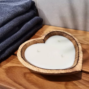 Bougie de qualité supérieure amoureux coeur forme bois bougie bol taille personnalisée pour la décoration maison mariage Table pièce maîtresse décors - Product Image 1