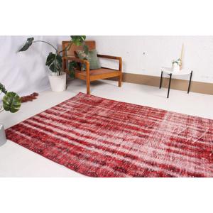 4.3x7.3 ft Rug, Vintage Turkish Rug, <b>Red</b> <b>Wool</b> Rug - Product Image 3