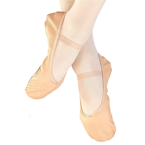 Zapatillas de Ballet de suela blanda dividida de lona para mujer, zapatos de punta de cuero con banda elástica para adultos, entrenamiento de baile, gimnasia rítmica - Product Image 1
