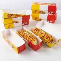 Boîte en carton personnalisée pour corn-dogs, idéale pour les hot-dogs coréens, bâtonnets de fromage, saucisses et brochettes – Emballage à emporter pour la restauration de rue