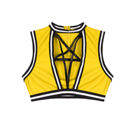 Lingerie Sexy pour femmes de haute qualité haut sans manches et Mini jupe rayée plissée uniformes de pom-pom girl pour les spectacles de danse