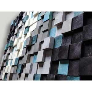 Décoration murale en mosaïque de bois récupéré moderne Accent élégant pour la maison ou le bureau - Product Image 4