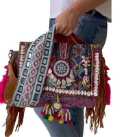 Sac Banjara Vintage de Luxe Personnalisé pour Dames Broderie Pochette à la Mode Sacs à Bandoulière en Coton Fermeture Éclair Soirée Shopping
