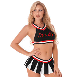 Uniforme de Animadoras con Estampado de Tela Elástica y Cómoda para Equipos Escolares Juveniles |   Conjunto de Uniforme de Animadoras de Alta Calidad Personalizado para Niñas - Product Image 5