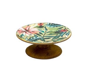 Enamel Print Wood <b>Cake</b> <b>Stand</b> Eco-Friendly Home Kitchen <b>Christmas</b> Party Wedding Use Acacia Wood and Enamel Print - Product Image 1