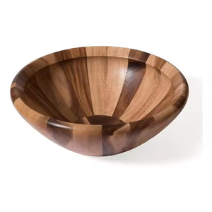 Bol à salade en bois Design personnalisé Bol en bois gravé en bambou pour salade et pâtes Bol de service par artisanat en croissant - Product Image 2