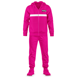 Factory Wholesale <b>Men</b> <b>Red</b> Winter Streetwear Solid Sports Tracksuit Set Breathable Anti-Bacterial Hooded Zipper Jacket Jogger - Product Image 2