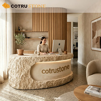Comptoir de réception personnalisé en marbre travertin de luxe pour hôtel de luxe, boutique, salon, hall, mobilier de bureau