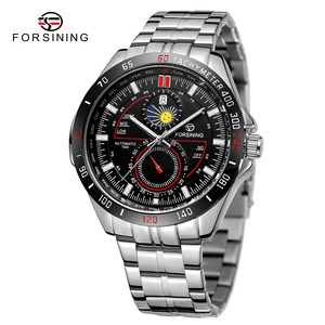 FORSINING 8238 calendario a due quadranti in acciaio inox da uomo meccanico automatico orologi da polso lunari di lusso Sport <span class=keywords><strong>orologio</strong></span> maschile - Product Image 5