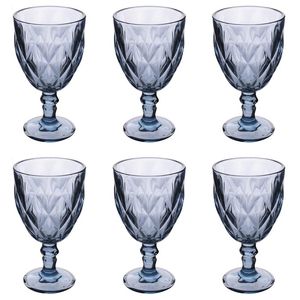 <b>Set</b> of 6 Blue Elizabeth Sibilla 340ml Glasses <b>Beverage</b> <b>Serving</b> <b>Sets</b> - Product Image 1
