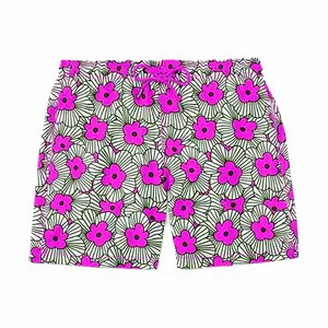 Rose Pink Color Multi Flower Pattern Beach Wear Sublimation Printing Men Quick Dry Floral Surfing Board Beach Shorts Swim Trunks
