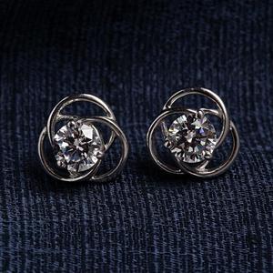NOVAMART Fine Premium 925 <b>Sterling</b> <b>Silver</b> <b>Stud</b> Earrings for Women & Girls Geometric Heart Flower Shapes Rose Gold with Diamond T - Product Image 2