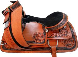 Conjunto de Silla de Montar Premium para Caballo Occidental, Asiento Cómodo, Cuero Vacuno Natural, Cuero Genuino, Hecho a Mano, para Senderismo y Carreras - Product Image 4