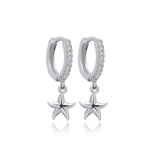 ต่างหูห้อยประดับดาวทะเลประดับเพชร CZ สไตล์ตุรกี ขายส่ง งานแฮนด์เมด เงินแท้ 925 - Product Image 5
