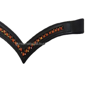 Bande de sourcils en cuir forme de V, multicolore, strass à fixer avec un canal vide et couture complète, vente en gros, - Product Image 1