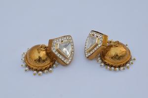 Pendientes de latón antiguo de buena calidad más vendidos, pendientes de tuerca estilo Jhumka, joyería para mujeres y niñas a precio mayorista - Product Image 2