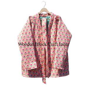 Vintage Style Handmade Cotton Kantha Quilted <b>Jacket</b> For Women Indian <b>Patchwork</b> Floral Reversible Short Coat - Product Image 2