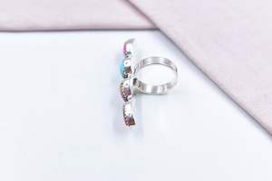 แหวนเงินแท้ลายดอกลูกอมดอกรักเร่ทำด้วยมือปรับได้มีเอกลักษณ์เป็นของขวัญที่สมบูรณ์แบบสำหรับผู้หญิง - Product Image 4