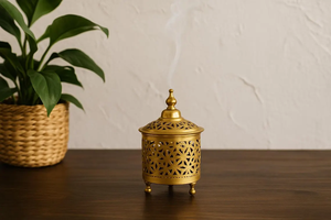 Brûleur d'encens en laiton élégant avec un design traditionnel parfait pour les cadeaux lors de festivals et de célébrations religieux - Product Image 6
