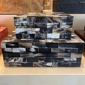 Caja de regalo de lujo con cuerno de búfalo de alta calidad, Cuadrado pulido con forma de rectángulo moderno para joyería de moda para mujer, caja de hueso de cuerno - Product Image 4