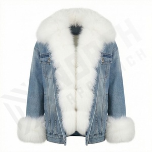 Veste en jean courte à manches longues boutonnée pour femmes, respirante, tendance, avec poches, vestes pour femmes, filles, couleur personnalisée - Product Image 1