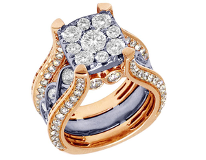 Anillo de declaración nupcial de lujo con diamantes de moissanita chapados en oro de plata de ley S925 de dos tonos para mujer - Product Image 3