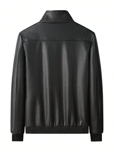 Chaqueta de hombre de piel de becerro auténtica con logotipo personalizado, cuello alto, estilo urbano, transpirable para invierno. - Product Image 3