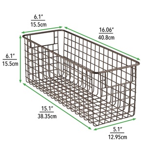 Dernier panier de rangement en fil de fer plaqué argent en métal fait à la main pour une utilisation polyvalente cuisine épicerie paniers de rangement - Product Image 6