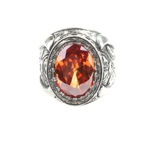 925 Sterling Silver Men's Handcrafted <b>Ring</b> with Engraved Rose Motif and <b>Citrine</b> Stone Bezel Setting Inlay Gift - Product Image 2